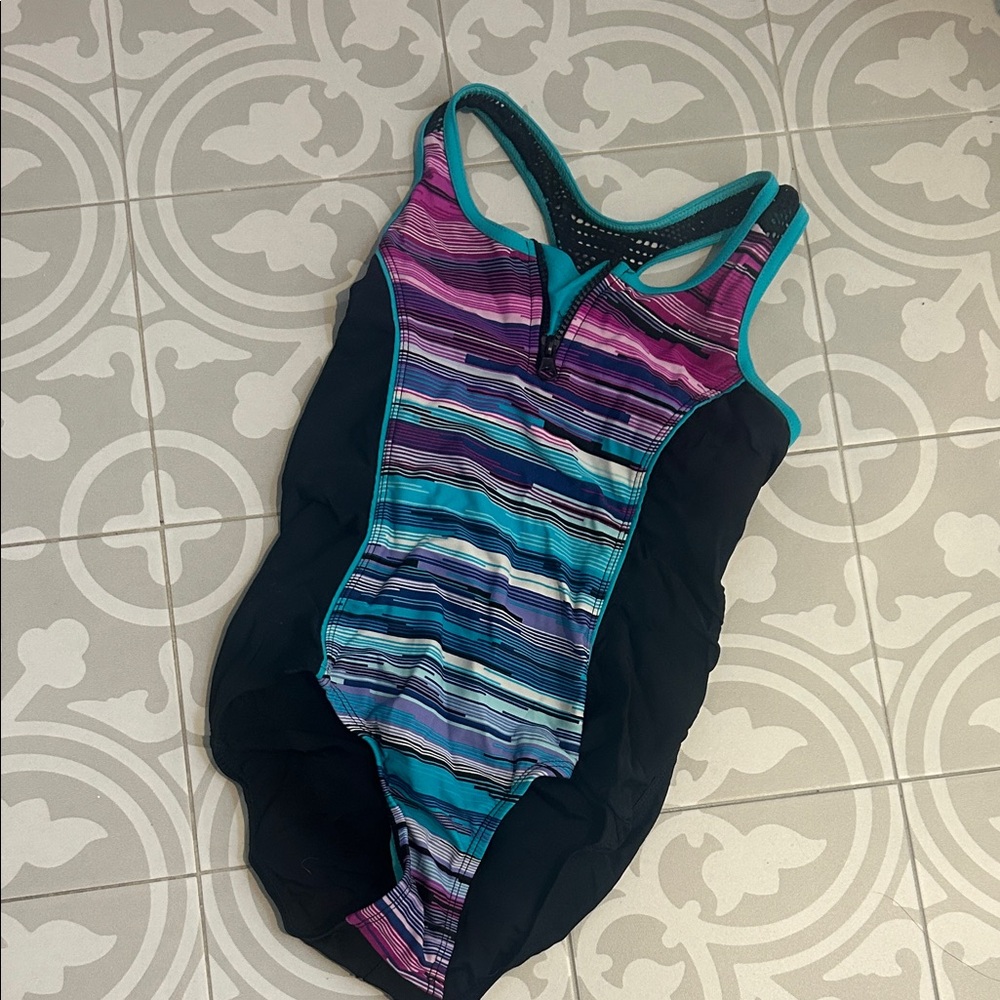 Colorful Striped Kids One Piece Swimsuit